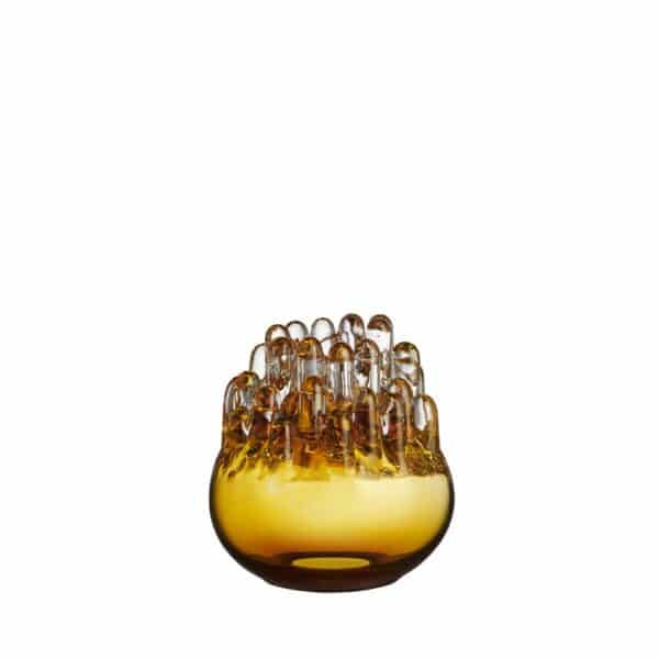 Kosta Boda - Polar - Konstglas / ljuslykta Bärnsten 200mm Design Göran Wärff