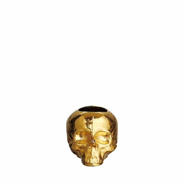 Kosta Boda - Still Life skull / Dödskalle Ljuslykta Guld design Ludvig Löfgren