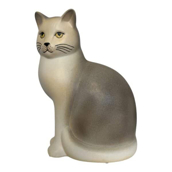 Gustavsberg - Katt - Katten Måns Grå Vit Maxi 29 cm hög design Lisa Larson