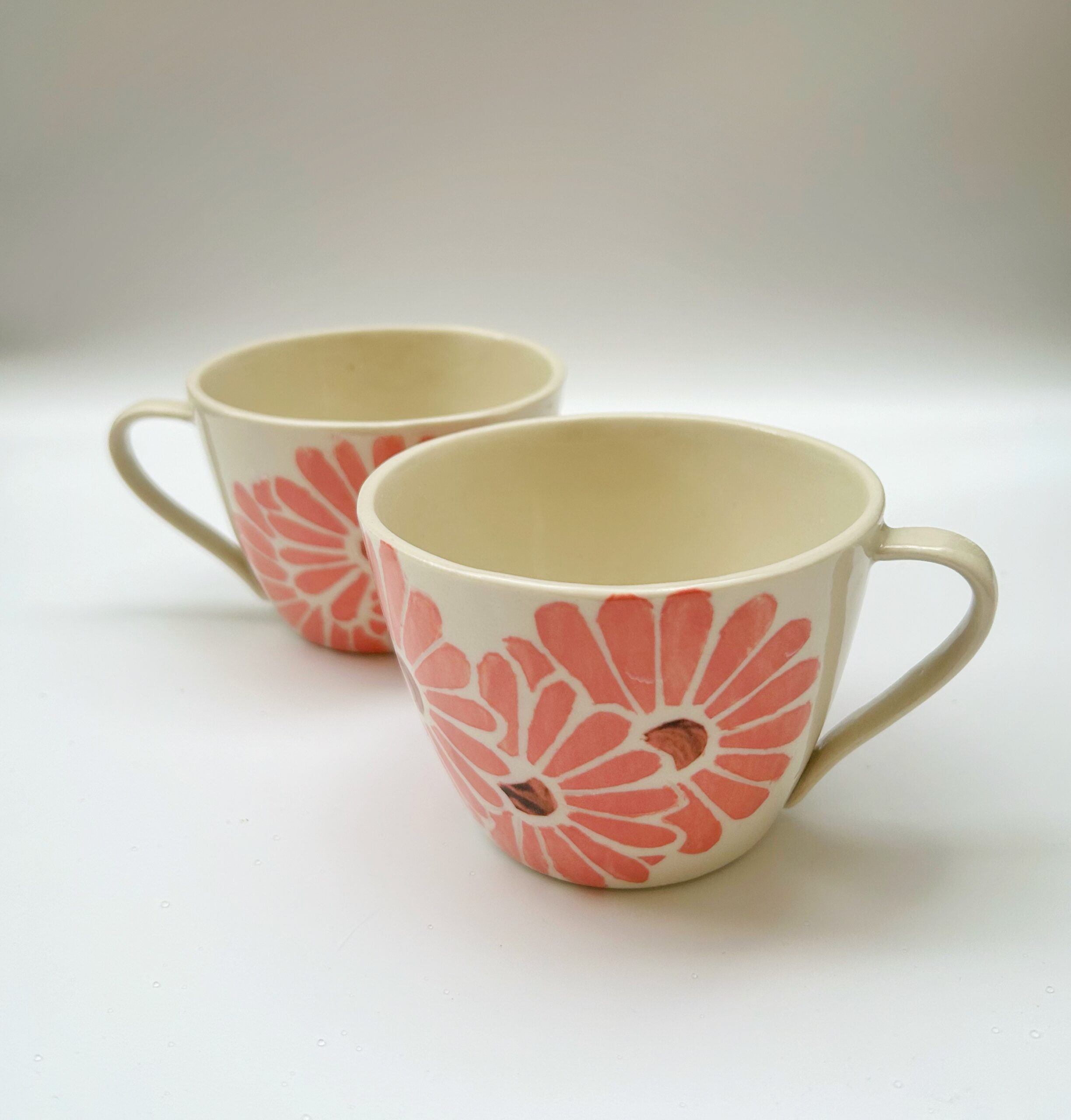 Glasprinsen - 100 Limiterad - Kaffekoppar Rosa Gerbera Brostr&ouml;m Ek