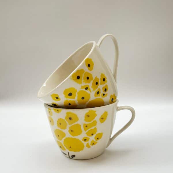 Glasprinsen - 100 Limiterad - Kaffekoppar  Mimosa Gul Anna Broström Ek