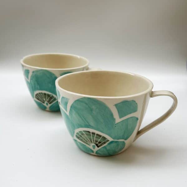 Glasprinsen - 100 Limiterad - Kaffekoppar Japansk blomma turkos Broström Ek