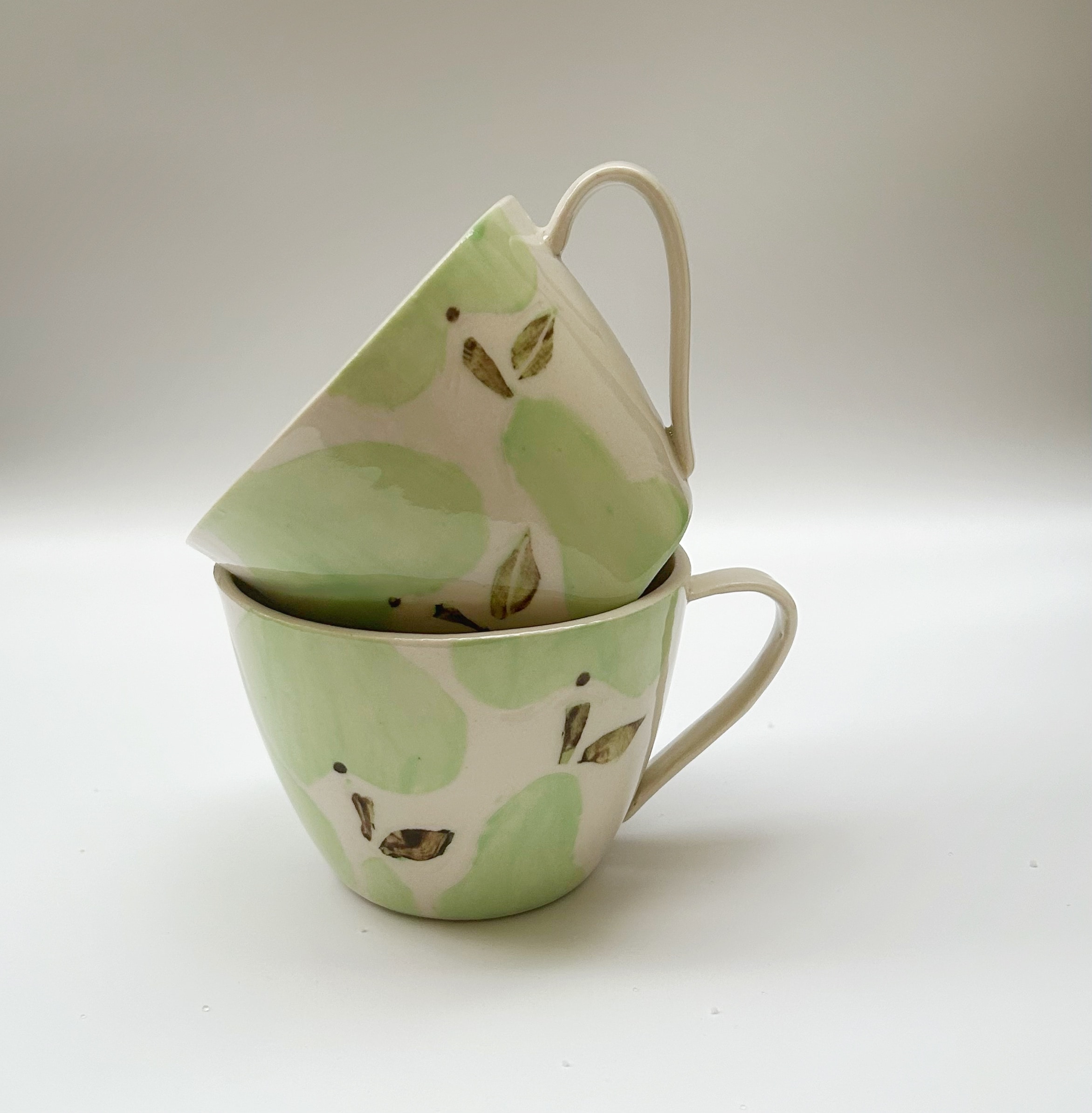 Glasprinsen - 100 Limiterad - Kaffekoppar P&auml;ron ljusgr&ouml;n Anna Brostr&ouml;m Ek