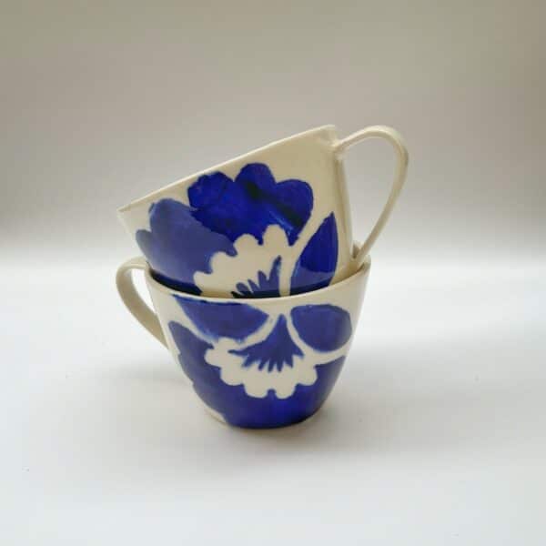 Glasprinsen - 100 Limiterad - Kaffekoppar Stor blomma blå Anna Broström Ek (kopia)