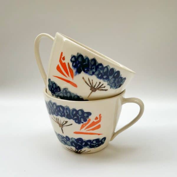 Glasprinsen - 100 Limiterad - Kaffekoppar Trollslända orange/blå  Anna Broström Ek