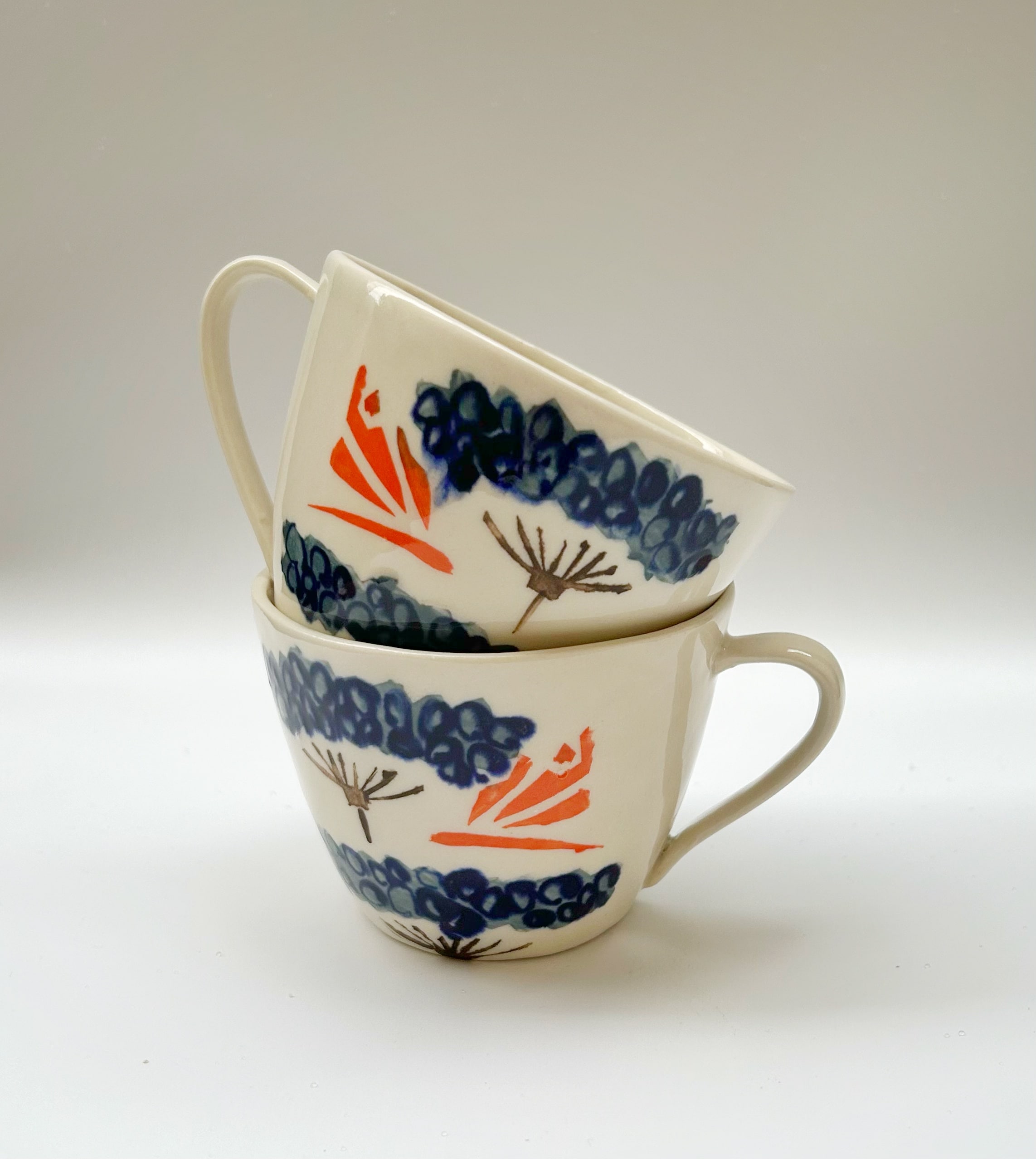 Glasprinsen - 100 Limiterad - Kaffekoppar Trollsl&auml;nda orange/bl&aring;  Anna Brostr&ouml;m Ek