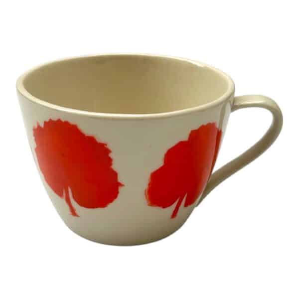 Glasprinsen - 100 Limiterad - Kaffekopp Röd Pelargon Signerad Design Anna Broström Ek