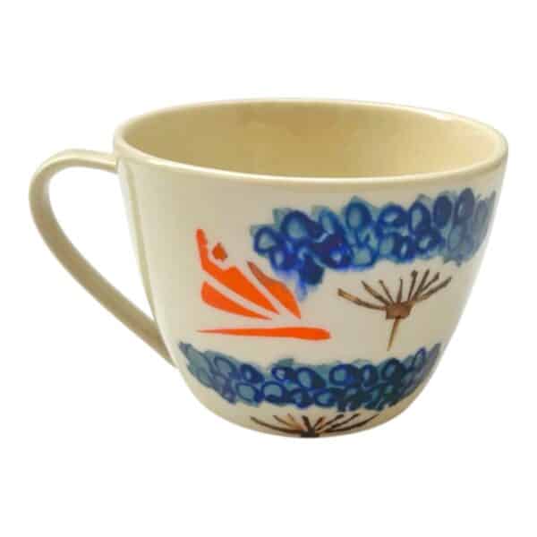 Glasprinsen - 100 Limiterad - Kaffekopp Trollslända orange/blå  Anna Broström Ek
