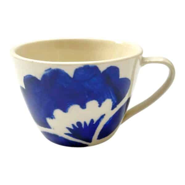 Glasprinsen - 100 Limiterad - Kaffekopp Stor blomma blå Anna Broström Ek