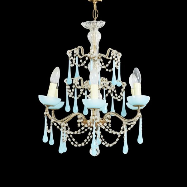 Lampor - Murano Blå Kristall lampa / Ljuskrona 6 Ljuspunkter