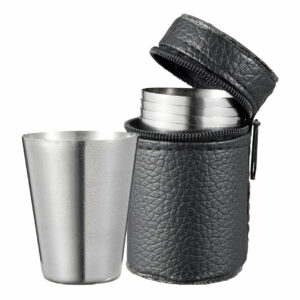 Dorre - Benny - 4-pack Snapsmugg i läderfodral 3 cl