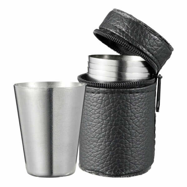 Dorre Benny 4-pack Snapsmugg i läderfodral 3 cl