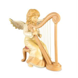 Goebel ängel med harpa Sanfte Melodie i gräddvit klänning, stengods 36 cm