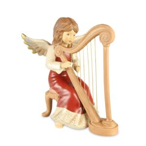 Goebel ängel med harpa Sanfte Melodie i röd klänning, stengods 36 cm