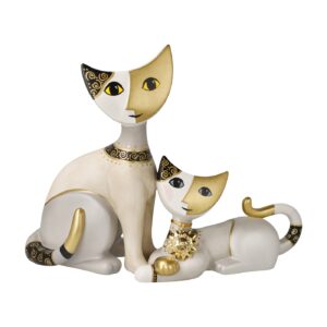 Goebel årskatt 2026 Gatti d'oro, katt med kattunge i porslin, design Rosina Wachtmeister