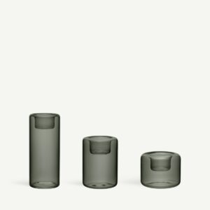 Kosta Boda - Happy - 3-pack Ljuslykta antracit