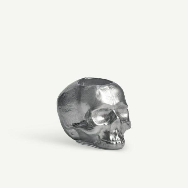 Kosta Boda Still Life skull Ljuslykta Skull silver Designer Ludvig Löfgren