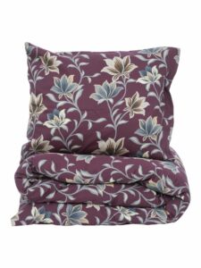 Kosta Linnewäfveri – Nuntorp Satin vinröd 150 x 210, bäddset