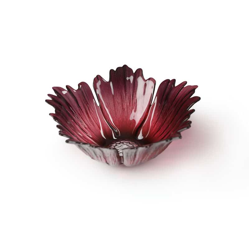 M&aring;ler&aring;s - Fleur - Sk&aring;l liten r&ouml;drosa Konstglas Designer Mats Jonasson