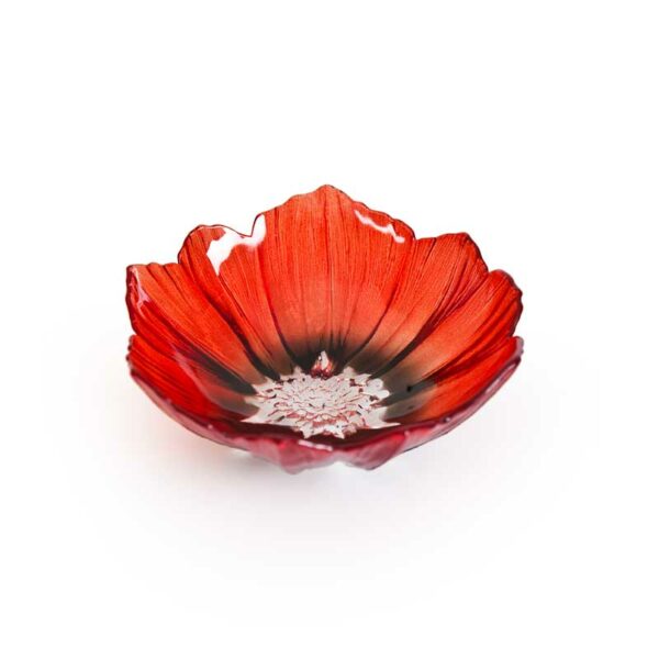 Målerås - Poppy - Skål liten röd/svart Konstglas Designer Mats Jonasson