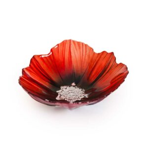 Målerås - Poppy - Skål medium röd/svart Konstglas Designer Mats Jonasson