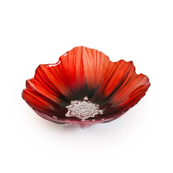 Målerås - Poppy - Skål medium röd/svart Konstglas Designer Mats Jonasson