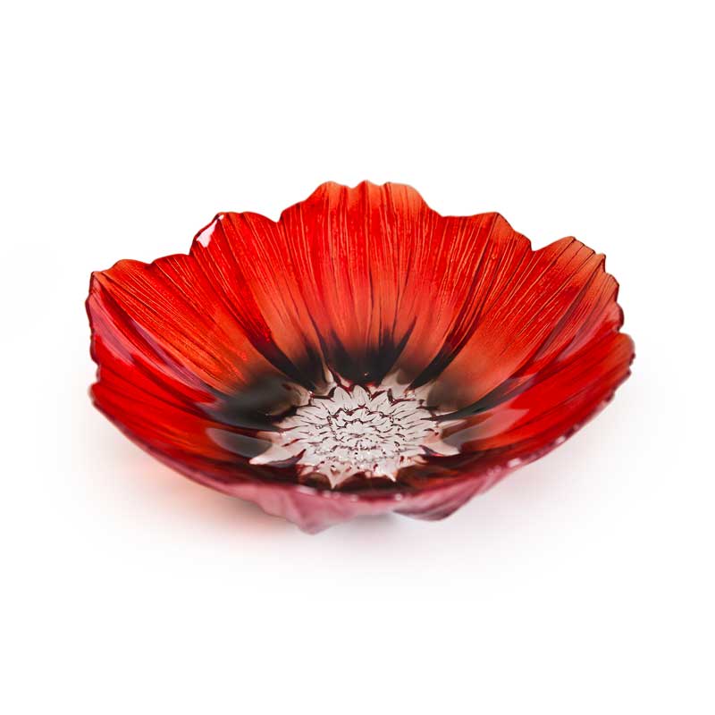 M&aring;ler&aring;s - Poppy - Sk&aring;l stor r&ouml;d/svart Konstglas Designer Mats Jonasson
