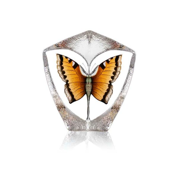 Målerås - Wildlife målad - Fjäril orange Konstglas Designer Mats Jonasson