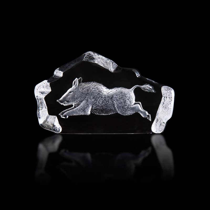 Målerås - Wildlife - Vildsvin Konstglas Designer Mats Jonasson