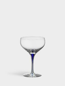 Orrefors Intermezzo – champagneglas coupe i kristall blå 30 cl – design Erika Lagerbielke