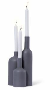 Orrefors Jernverk – ljusstake flaska 17, 21 resp 30 cm grå – design Jon Eliason