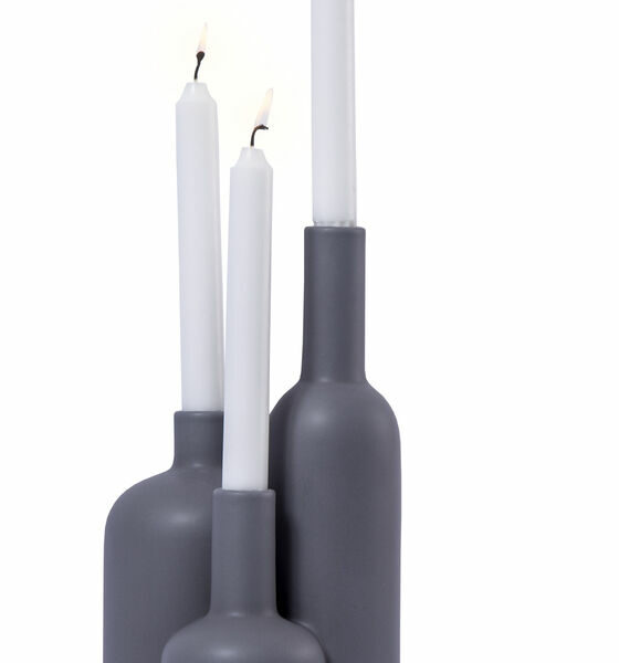 Orrefors Jernverk Ljusstake flaska 17, 21 resp 30 cm Grå Designer Jon Eliason