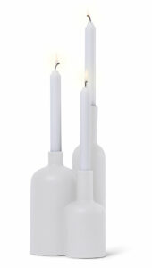 Orrefors Jernverk – ljusstake flaska 17, 21 resp 30 cm vit – design Jon Eliason