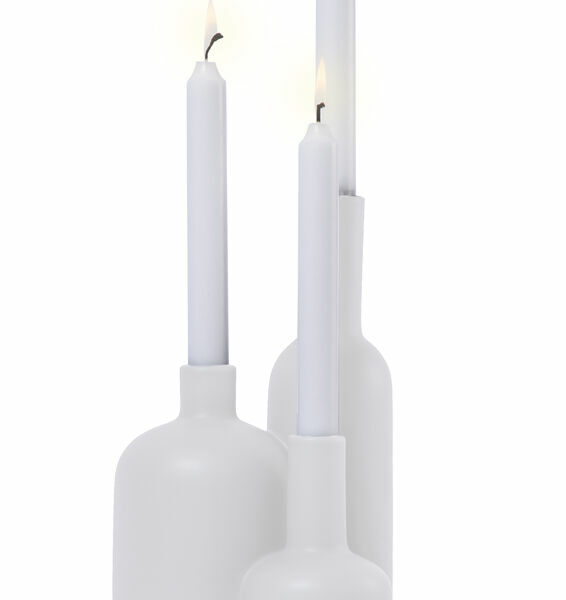 Orrefors Jernverk Ljusstake flaska 17, 21 resp 30 cm Vit Designer Jon Eliason