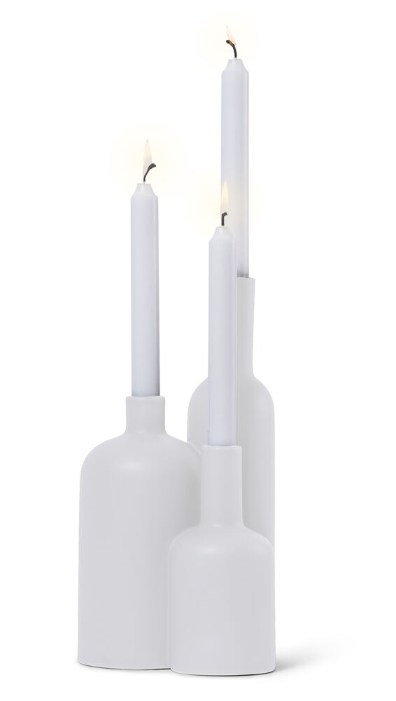 Orrefors Jernverk Ljusstake flaska 17, 21 resp 30 cm Vit Designer Jon Eliason