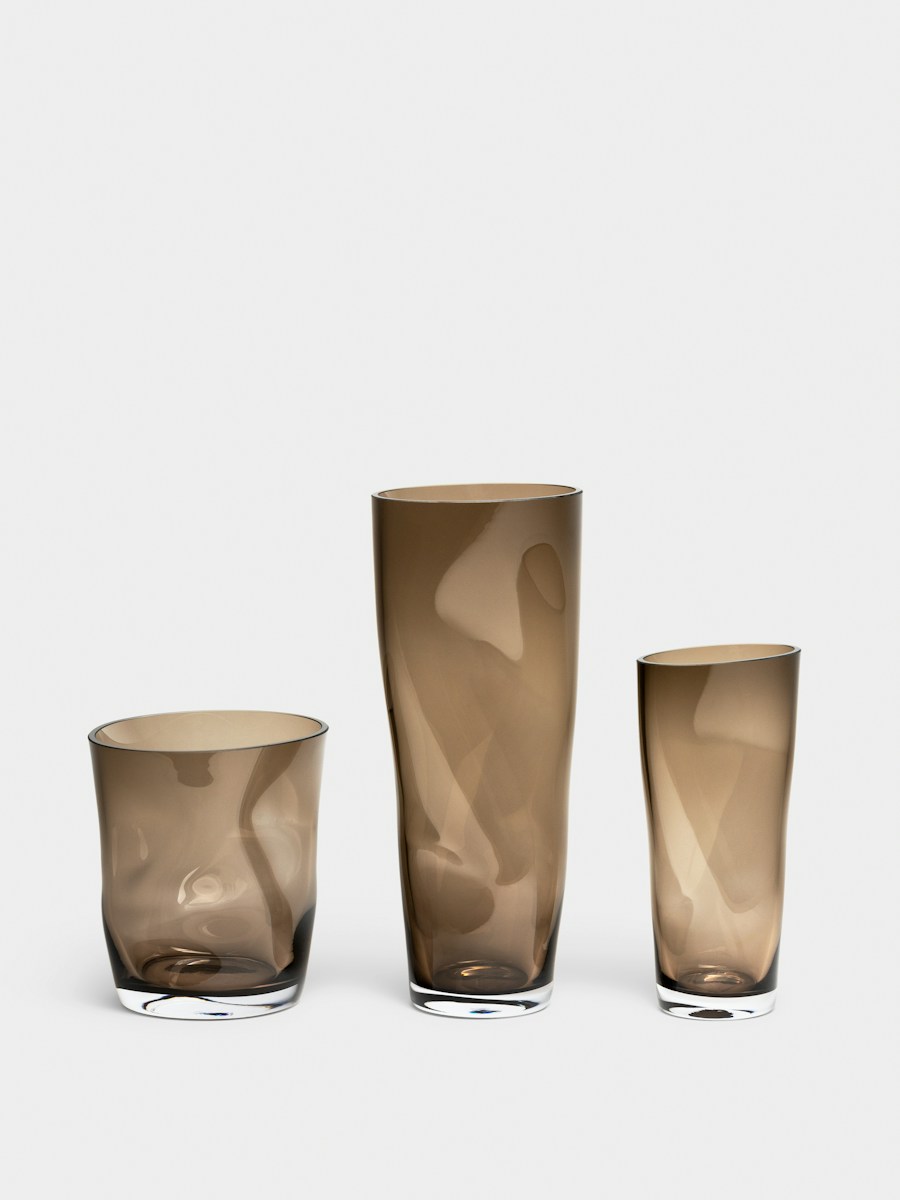 Orrefors Squeeze Vas rökbrun 340 mm Designer Lena Bergström