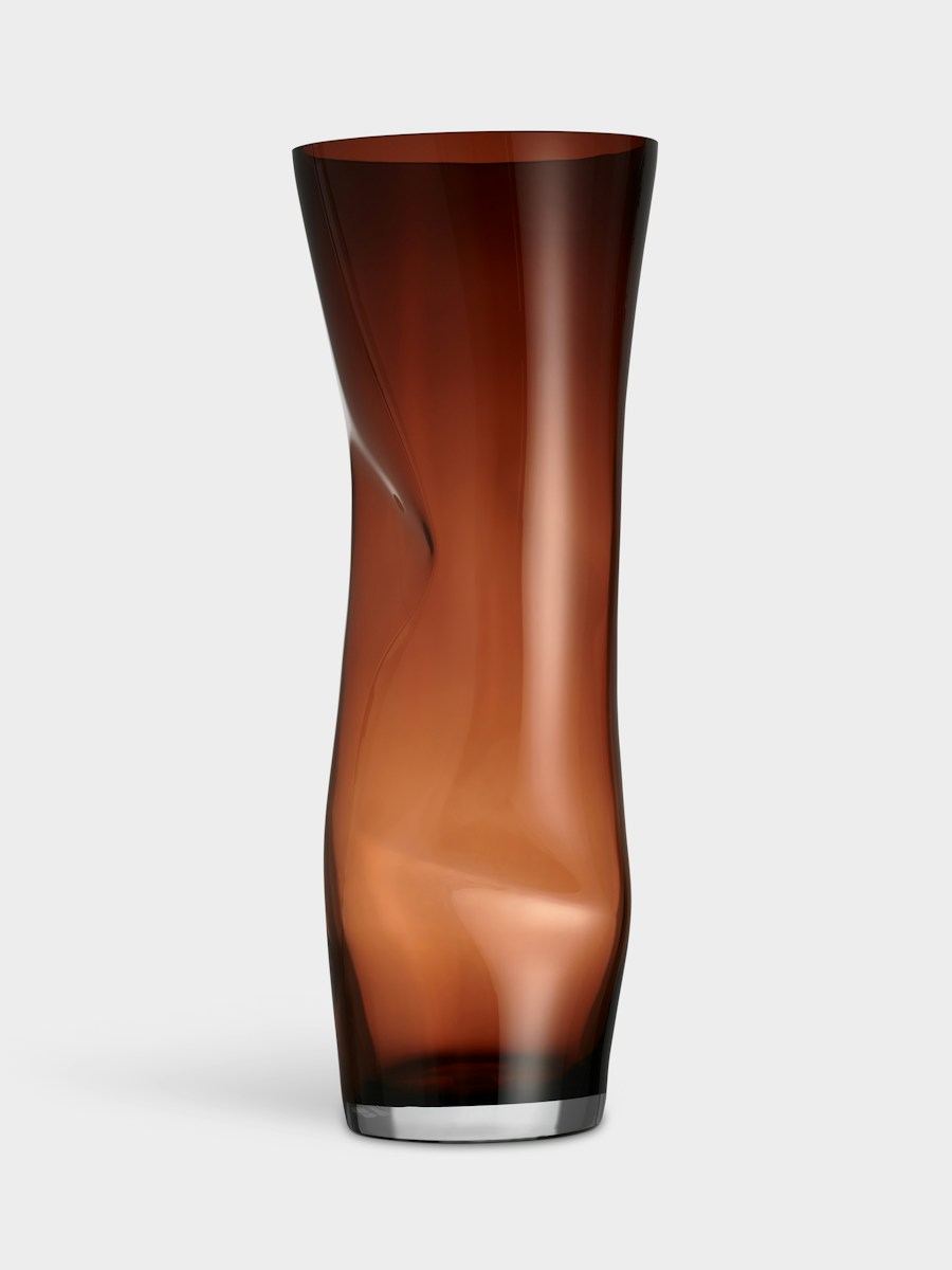 Orrefors Squeeze Vas sunset brown 500 mm Designer Lena Bergström