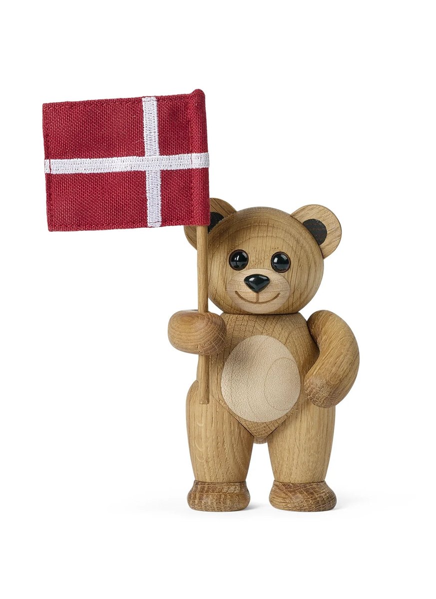 Spring Copenhagen - Flaggie - Tr&auml;dekoration Teddybj&ouml;rn 12 cm Ek - Designer Thor H&oslash;y