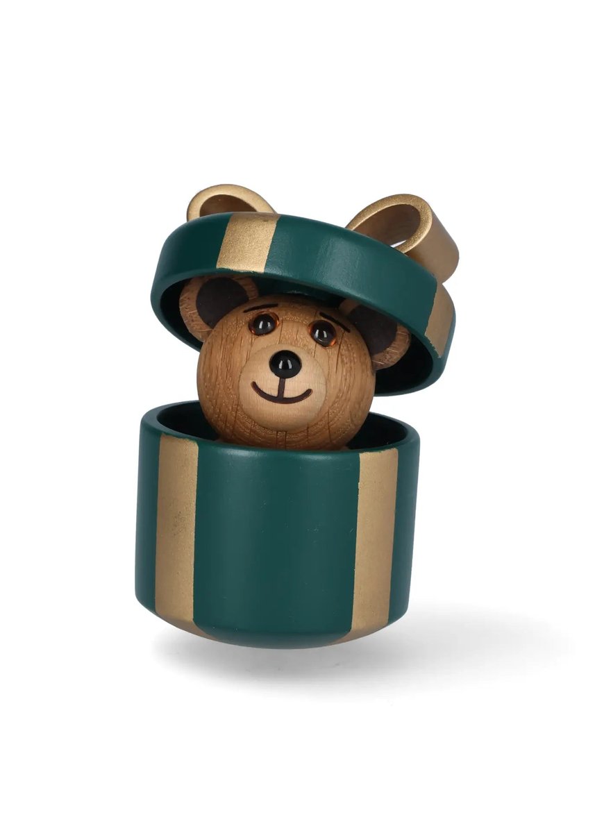 Spring Copenhagen Gifting Teddy – trädekoration Teddybjörn 9 cm Grön/Guld – design Thor Høy – bild 2