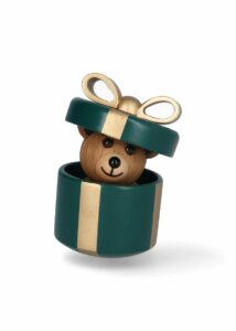 Spring Copenhagen Gifting Teddy – trädekoration Teddybjörn 9 cm Grön/Guld – design Thor Høy
