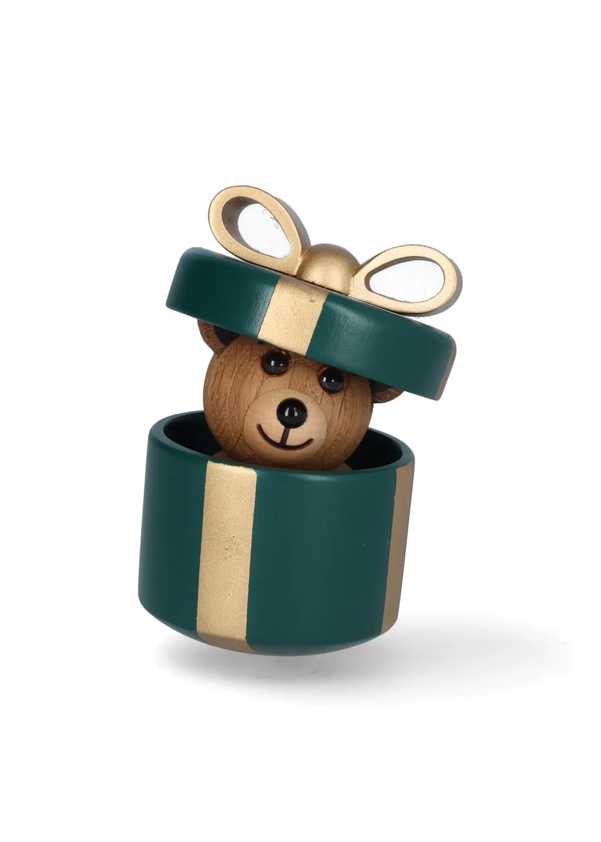 Spring Copenhagen Gifting Teddy – trädekoration Teddybjörn 9 cm Grön/Guld – design Thor Høy