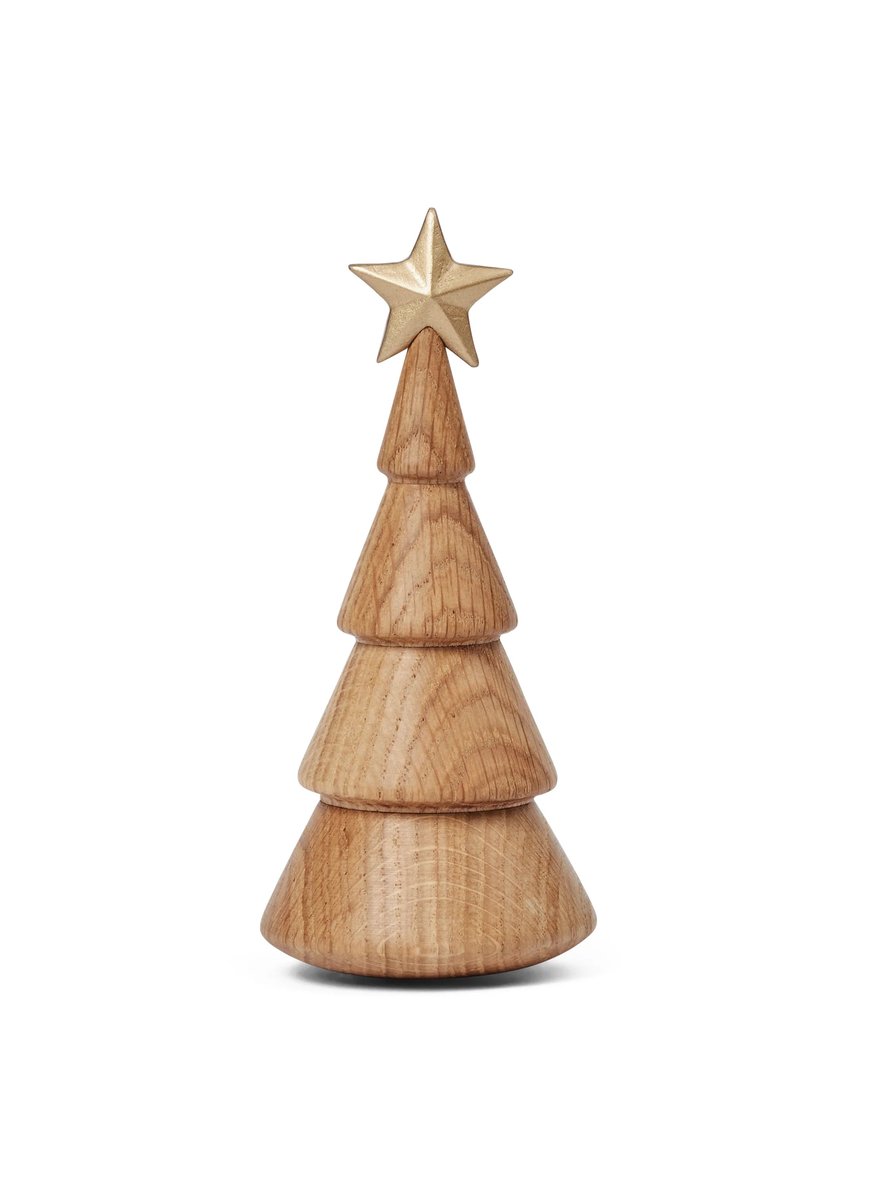 Spring Copenhagen - The Christmas Tree - Tr&auml;dekoration Julgran 14 cm Ek/Guld - Designer Thor H&oslash;y